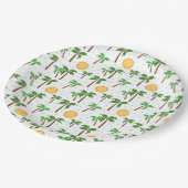 Palmen und Sonnenschein Pappteller (Schrägansicht)