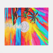 Palmen und Sonnenuntergang Fleecedecke (Vorderseite (Horizontal))