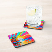 Palmen und Sonnenuntergang Getränkeuntersetzer (Rechte Seite)