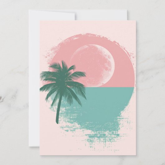 Palmen und Sonnenuntergang Party Einladung (Rückseite)
