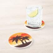 Palmen und Sonnenuntergang Untersetzer (Seite)