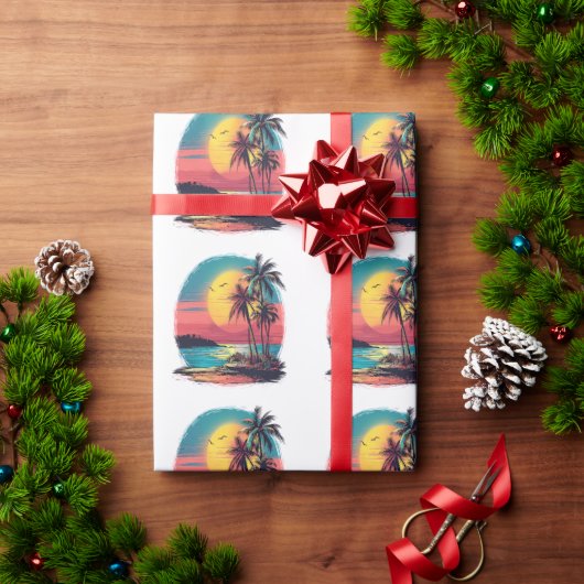 Palmen und Strand Geschenkpapier (Feiertagsgeschenk)