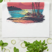 Palmen und Strand Geschirrtuch (Gefaltet)