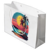 Palmen und Strand Große Geschenktüte (Rückseite Schrägansicht)