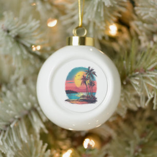 Palmen und Strand Keramik Kugel-Ornament