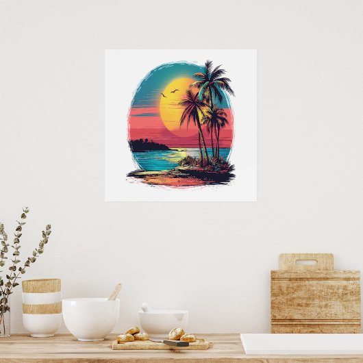 Palmen und Strand Poster (Küche)