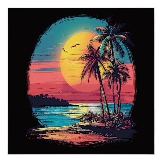 Palmen und Strand Poster (Vorderseite)