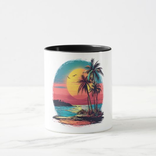Palmen und Strand Tasse (Zentrum)