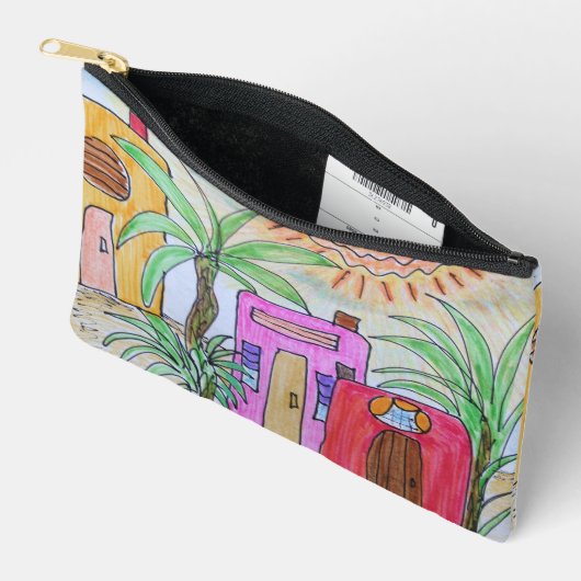 Palmen und Strandhütten Zubehörtasche (Offen)