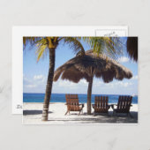 Palmen und Stühle Mexiko Strand Postkarte (Vorne/Hinten)