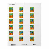 Palmen und Surf-Adressetikett Adressaufkleber (Vorne)