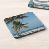 Palmen und weißer Sandstrand Untersetzer (Linke Seite)