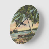 Palmen Vintag Runde Wanduhr (Winkel)