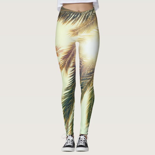 Palmen, Vintager Himmel. Leggings (Vorderseite)