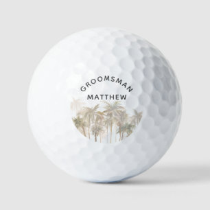 Palmen Watercolor Tan Coastal Gastgeschenk Hochzei Golfball