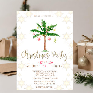 Palmen-Weihnachtsbaum-Schneeflocken Firmenparty Einladung