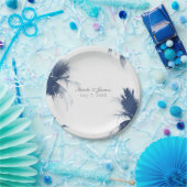 Palmen Weiße Glamour Chic Modern Tropical Pappteller (Party)