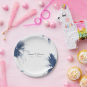 Palmen Weiße Glamour Chic Modern Tropical Pappteller (Party)