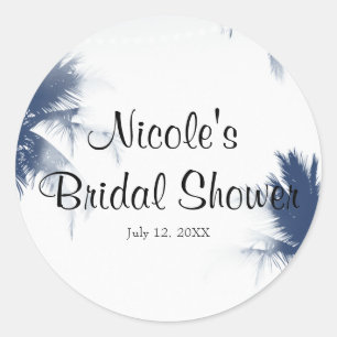 Palmen Weiße Glamour Chic Modern Tropical Runder Aufkleber