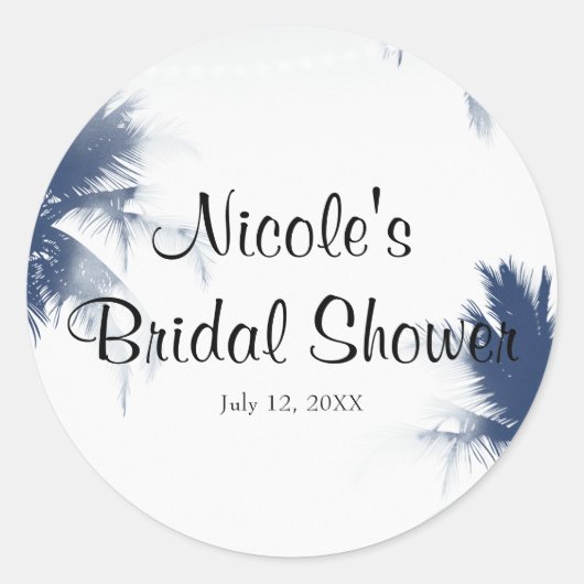 Palmen Weiße Glamour Chic Modern Tropical Runder Aufkleber (Vorderseite)