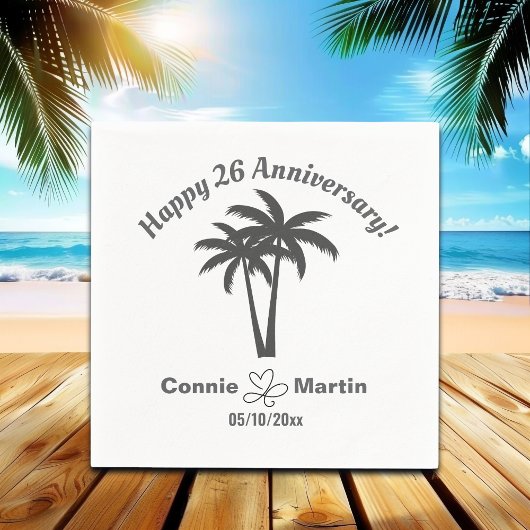 Palmen zum 26. Hochzeitstag Serviette
