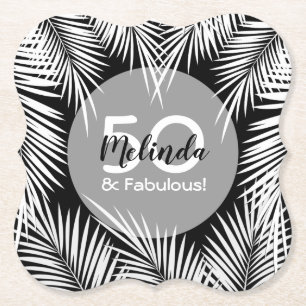 Palmen zum Schwarzen Tropischen Geburtstag Untersetzer