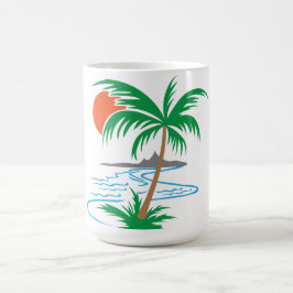 Palmenbaum am Fluss | Tropische Sonnenuntergangsku Kaffeetasse