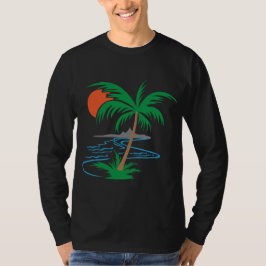 Palmenbaum am Fluss | Tropische Sonnenuntergangsku T-Shirt