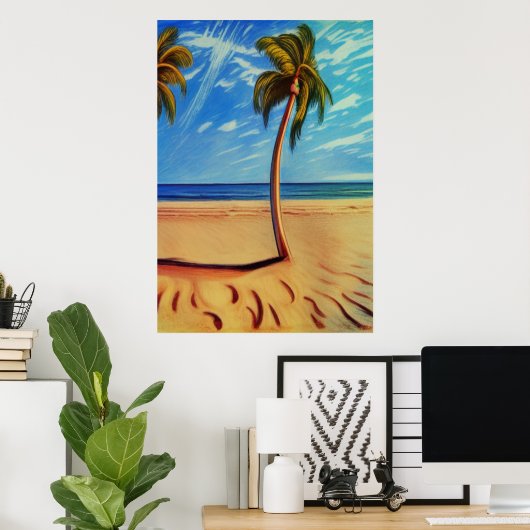 Palmenbaum am Strand | AI Art Poster (Heimbüro)