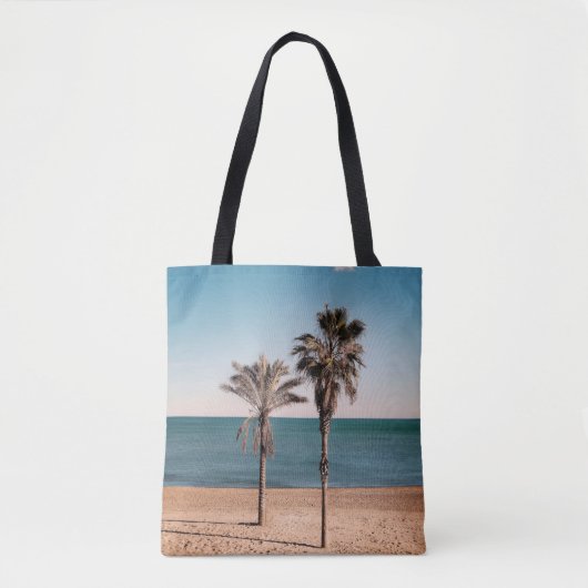 Palmenbaum am Strand am Morgen Tasche (Vorderseite)