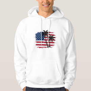 Palmenbaum Amerikanische Flagge Patriotischer Stra Hoodie