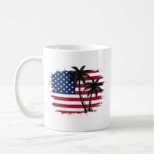 Palmenbaum Amerikanische Flagge Patriotischer Stra Kaffeetasse