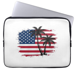 Palmenbaum Amerikanische Flagge Patriotischer Stra Laptopschutzhülle