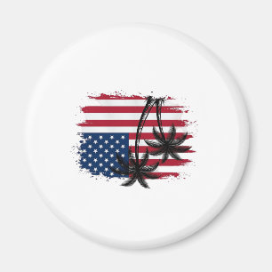 Palmenbaum Amerikanische Flagge Patriotischer Stra Magnet