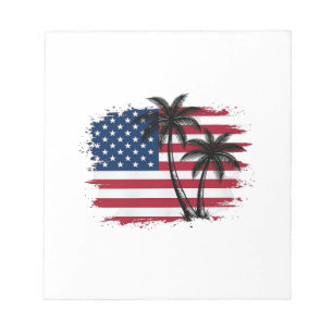 Palmenbaum Amerikanische Flagge Patriotischer Stra Notizblock