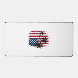 Palmenbaum Amerikanische Flagge Patriotischer Stra Schreibtischunterlage
