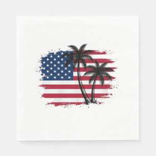 Palmenbaum Amerikanische Flagge Patriotischer Stra Serviette