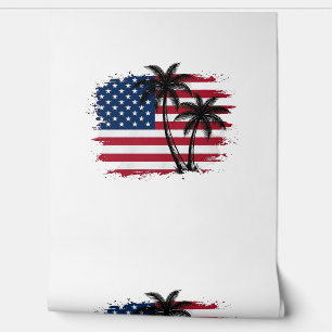 Palmenbaum Amerikanische Flagge Patriotischer Stra Tapete