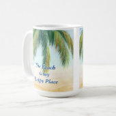 Palmenbaum an einem sonnigen Tag am Strand Kaffeetasse (Vorderseite Links)