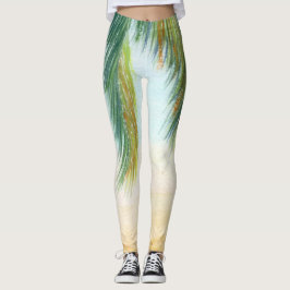Palmenbaum an einem sonnigen Tag am Strand Leggings