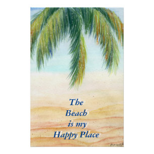 Palmenbaum an einem sonnigen Tag am Strand Poster