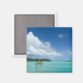 Palmenbaum auf Bora Bora Lagune Magnet (Vorderseite/Rückseite)