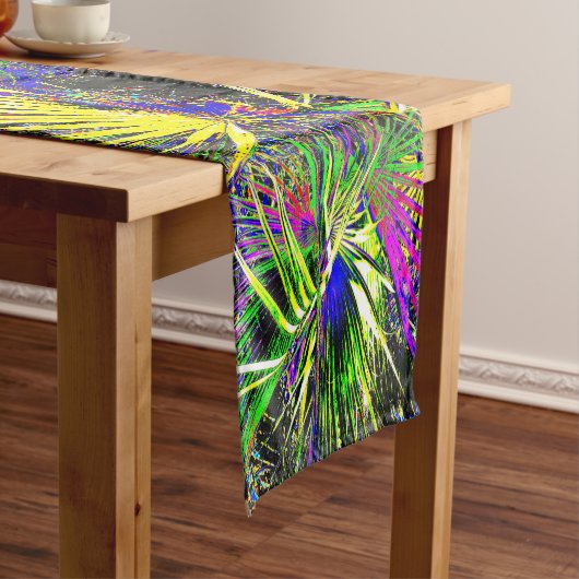 Palmenbaum Blätter Muster bunt Design Kurzer Tischläufer (Beispiel)