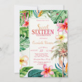 Palmenbaum Blätter Tropische Blume Sommer Süß 16 Einladung (Vorderseite)