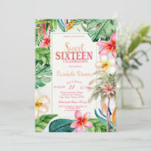 Palmenbaum Blätter Tropische Blume Sommer Süß 16 Einladung (Stehend Vorderseite)