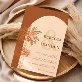 Palmenbaum Boho-Strand-Terrakotta-QR-Code-Hochzeit Einladung
