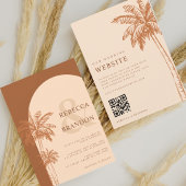 Palmenbaum Boho-Strand-Terrakotta-QR-Code-Hochzeit Einladung