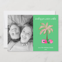Palmenbaum-Foto-Urlaubskarte mit warmen Wünschen