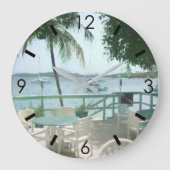 Palmenbaum für landschaftliche tropische Wasserboo Große Wanduhr (Vorderseite)