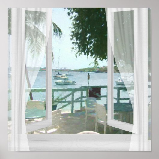 Palmenbaum für landschaftliche tropische Wasserboo Poster (Vorne)